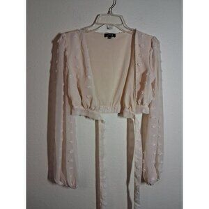 Meek Wrap Crop Top Boho Y2K Preppy Ivory Women's Size Medium